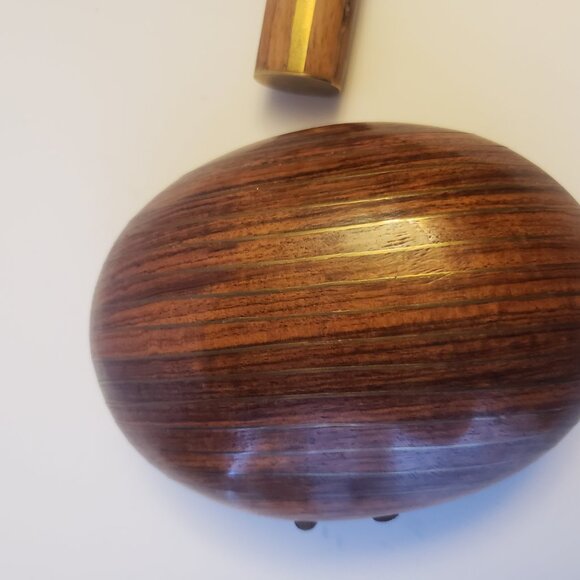 Two Vintage Wooden Box with Brass Inlay, Jewelry or Trinket Box - Picture 4 of 13